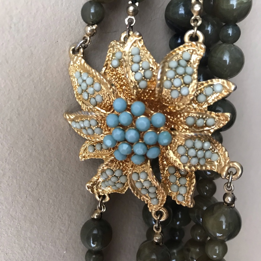 Anthropologie Lydell NYC 3 Strand “Jade” Necklace